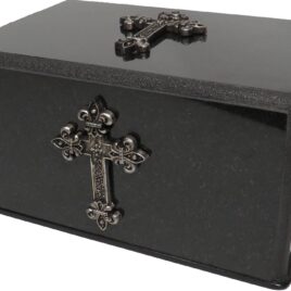 Black Granite Cremation Urn With Cross