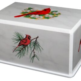 Handmade Decorative Urn With Cardinals