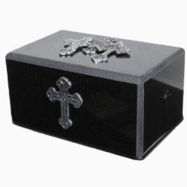 Handmade Granite Decorative Urn With Crosses