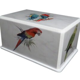 Handmade Decorative Urn With Tropical Parrots